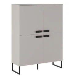 Credenza alta 108x144h cm 4 ante moderna beige cashmere nero Casmira