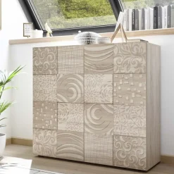 Credenza alta 121x111h cm 2 ante rovere samoa con serigrafia Paradise