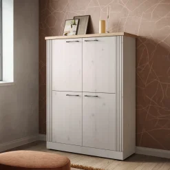 Credenza alta 118x160h cm 4 ante rovere bianco frassinato Armonia