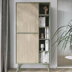Credenza alta 80x160h cm 2 ante verde salvia rovere Myrta