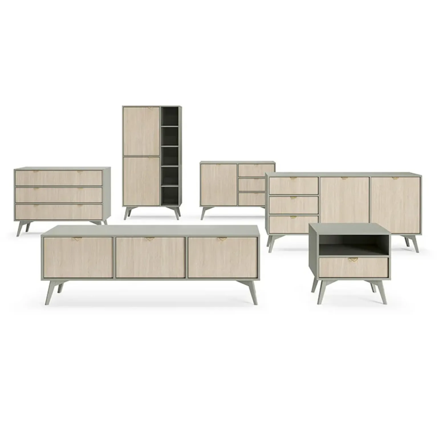 Credenza alta 80x160h cm 2 ante verde salvia rovere Myrta
