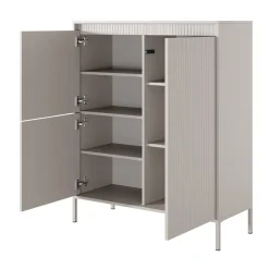 Credenza alta 104x124h cm 3 ante beige cannettato Ciar