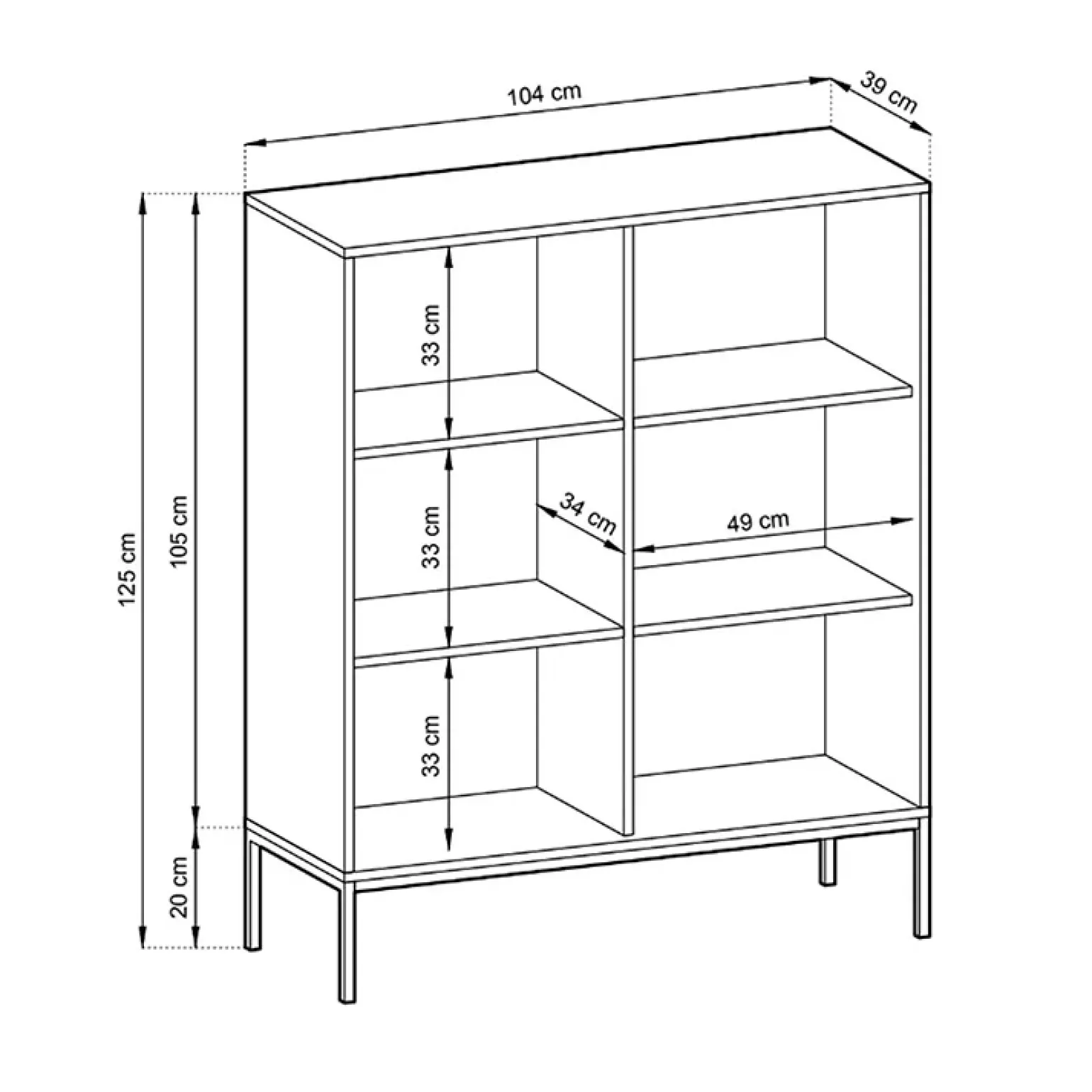Credenza alta 104x125h cm 2 ante soggiorno grigio Alisa