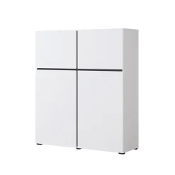 Credenza alta 120x140h cm 4 ante moderna bianco opaco nero Lolla