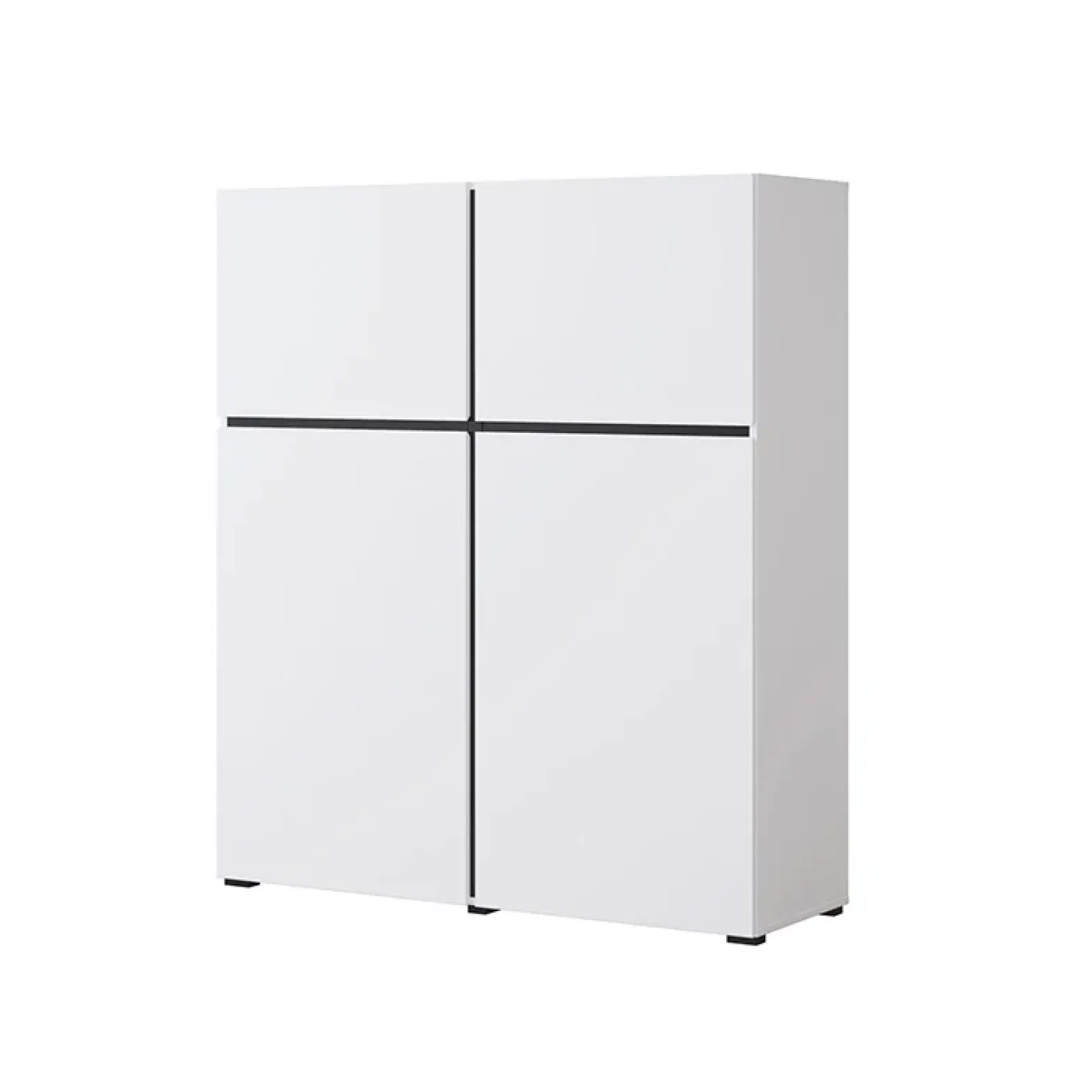 Credenza alta 120x140h cm 4 ante moderna bianco opaco nero Lolla