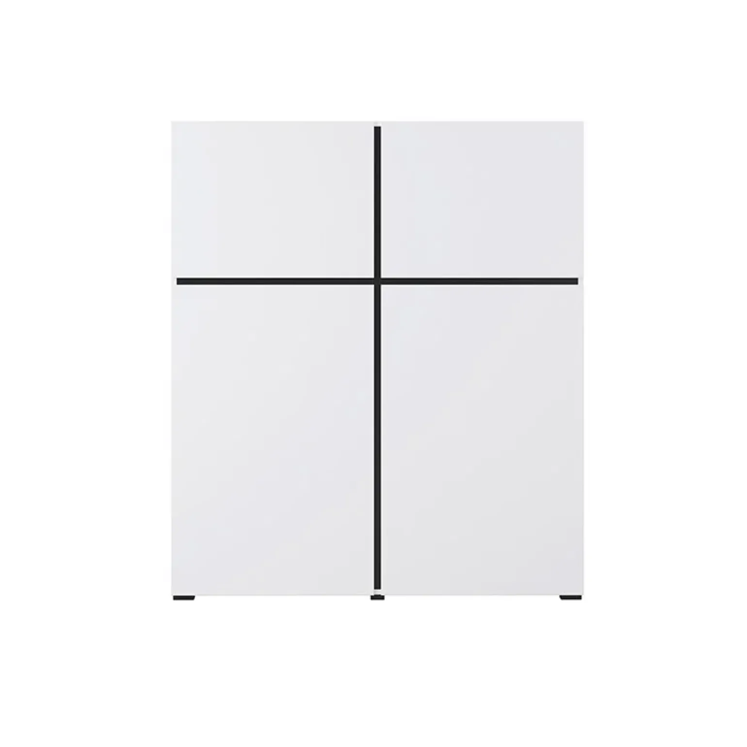 Credenza alta 120x140h cm 4 ante moderna bianco opaco nero Lolla
