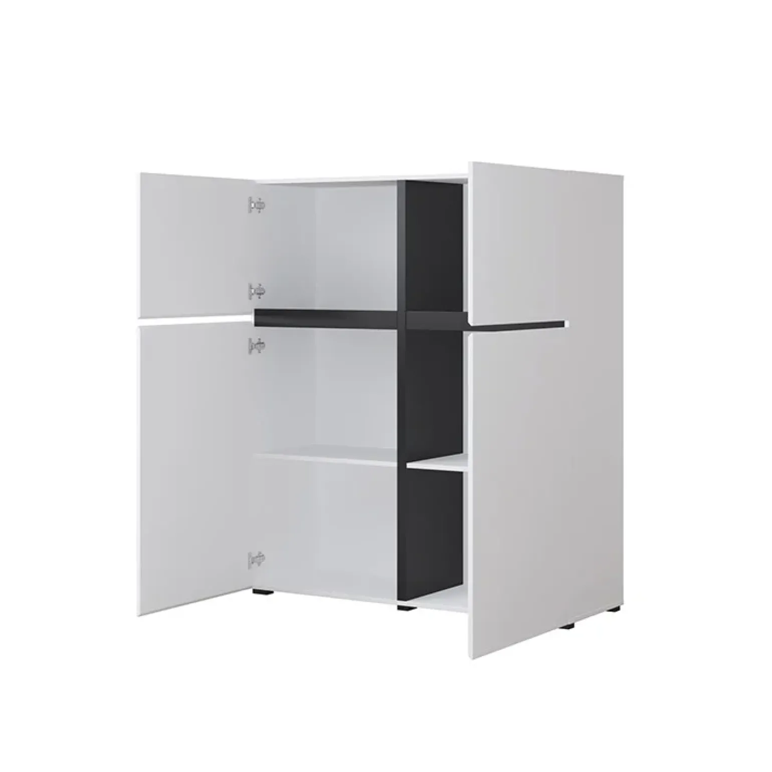 Credenza alta 120x140h cm 4 ante moderna bianco opaco nero Lolla