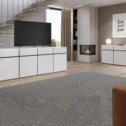 Credenza alta 120x140h cm 4 ante moderna bianco opaco nero Lolla