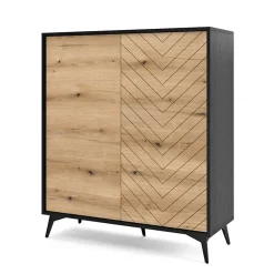 Credenza alta 104x119h cm 2 ante moderna soggiorno quercia nero Becca