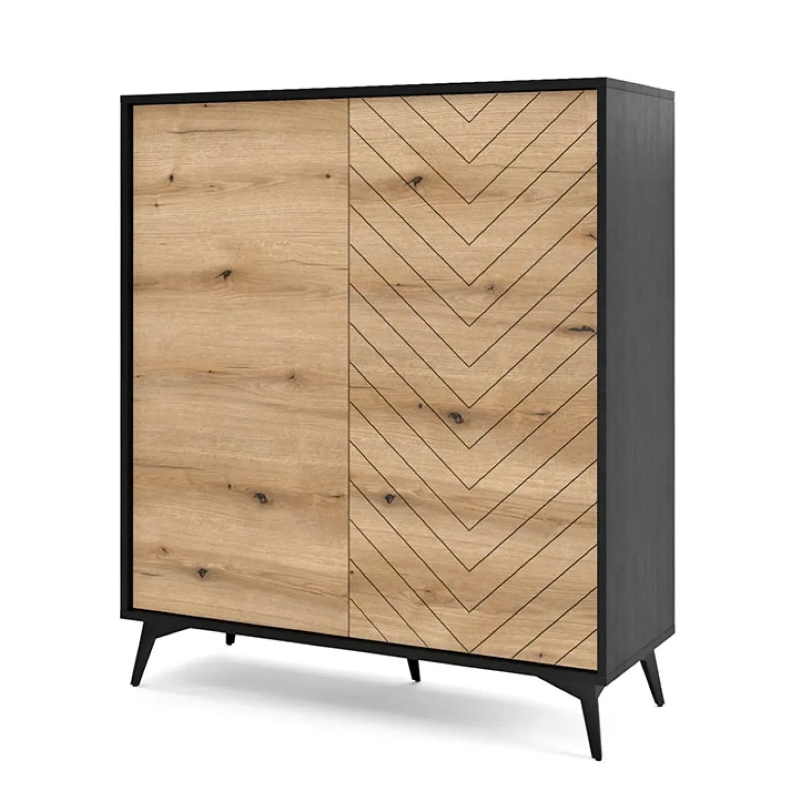 Credenza alta 104x119h cm 2 ante moderna soggiorno quercia nero Becca