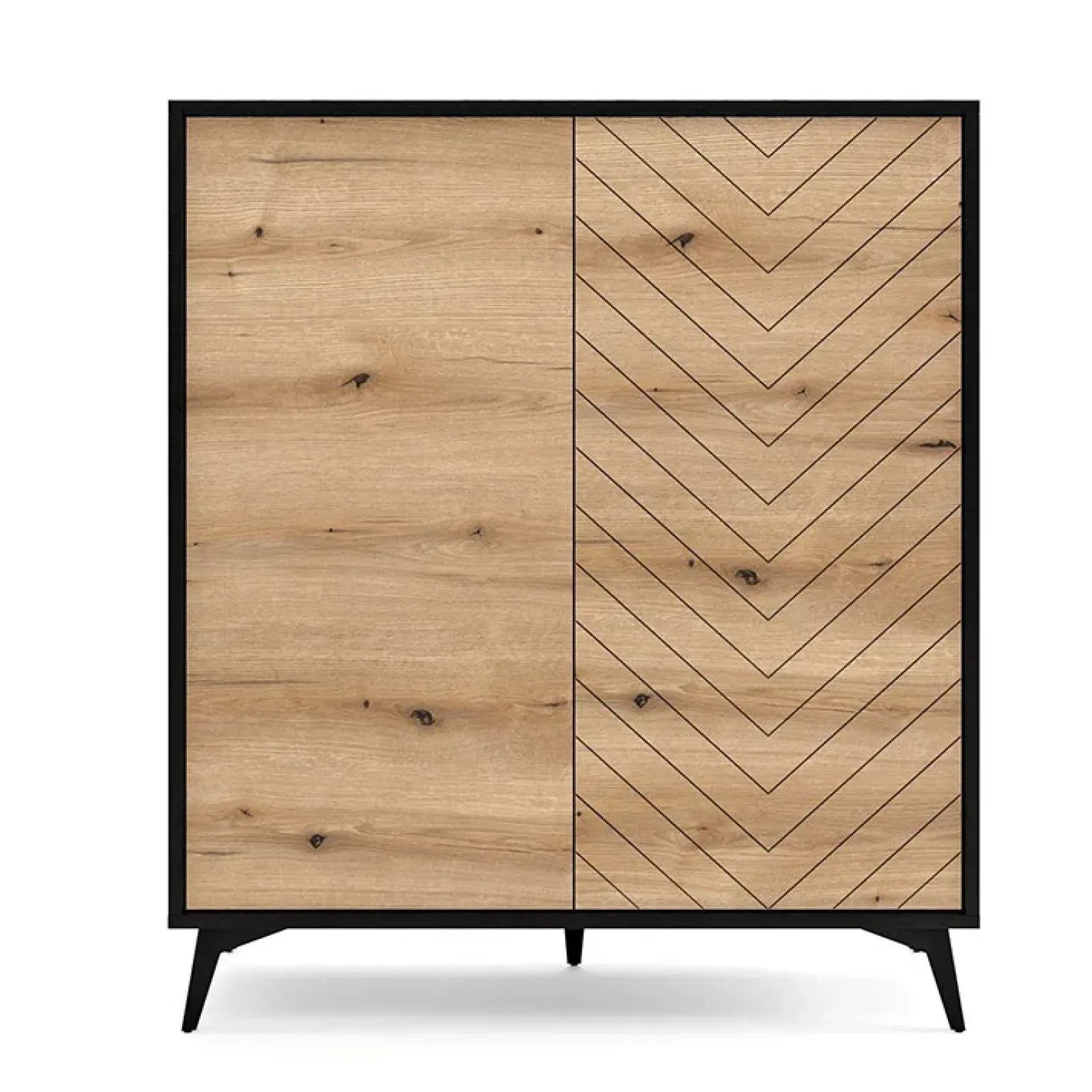 Credenza alta 104x119h cm 2 ante moderna soggiorno quercia nero Becca