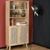 Credenza alta 80x173h cm con libreria 2 ante 3 vani moderna rovere Sombra