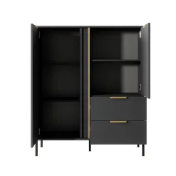 Credenza alta 103x123h cm moderna 2 ante 2 cassetti antracite Nebula