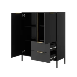 Credenza alta 103x123h cm moderna 2 ante 2 cassetti antracite Nebula