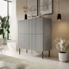 Credenza alta 100x110h cm moderna soggiorno grigio chiaro nero Cadice