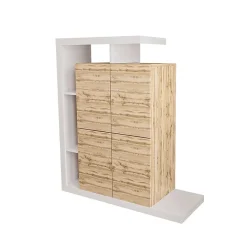 Credenza alta 129x151h cm moderna bianco rovere Pabla