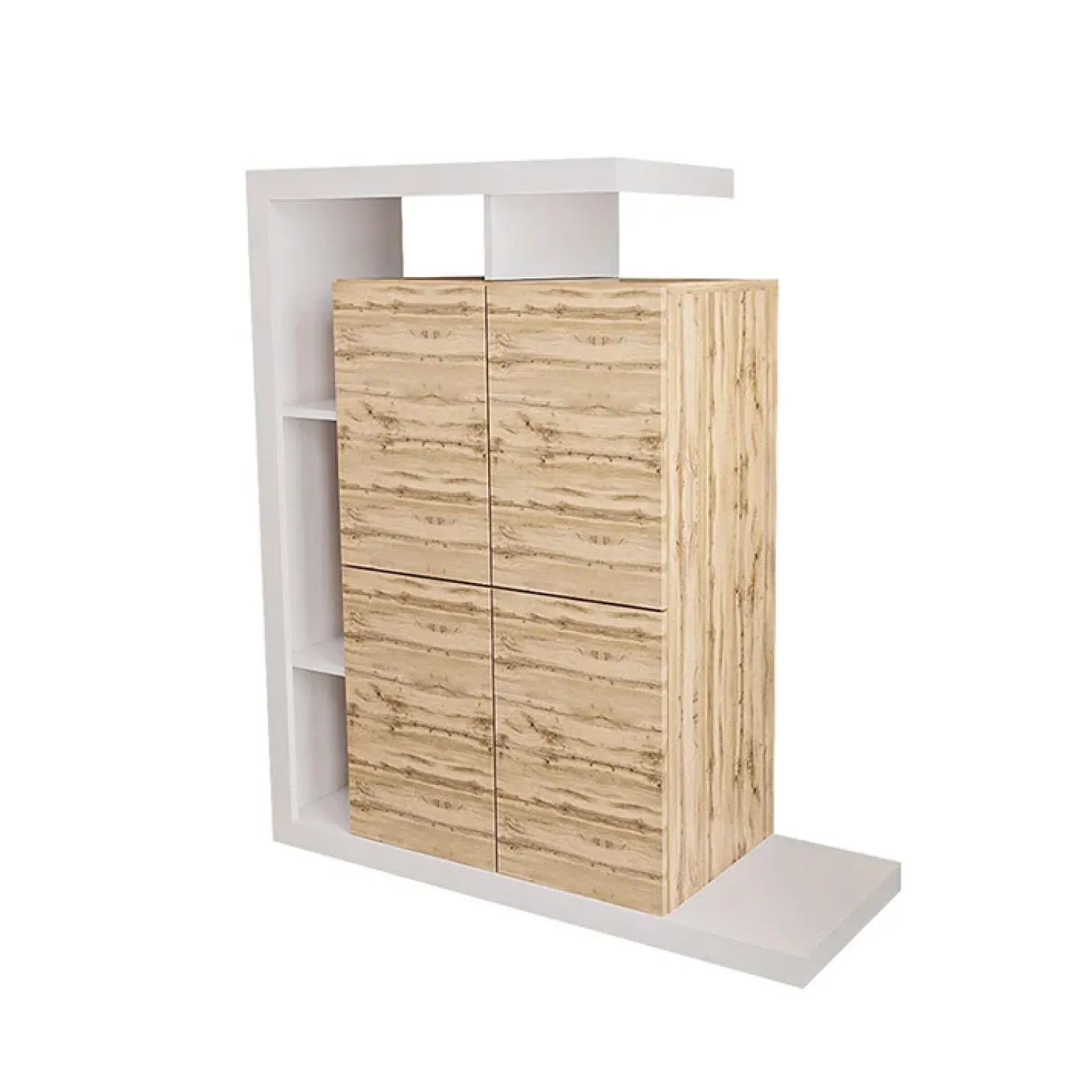 Credenza alta 129x151h cm moderna bianco rovere Pabla