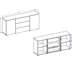 Credenza sospesa 140x63h cm moderna bianca Fusion