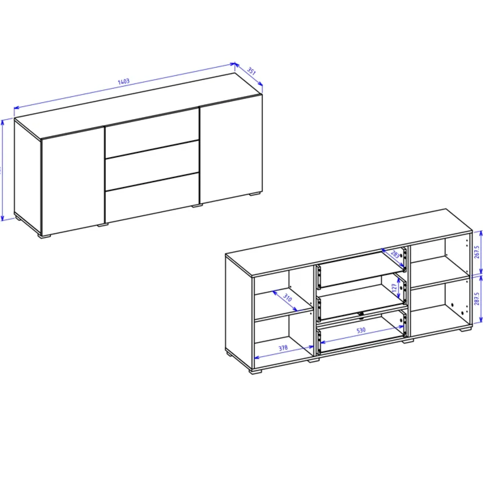 Credenza sospesa 140x63h cm moderna bianca Fusion