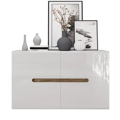 Credenza 120x78cm 2 ante moderna bianco lucido Biancastagno