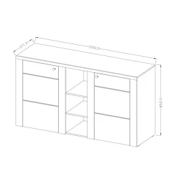 Credenza 155x85cm 2 ante moderna rovere Paloma 2