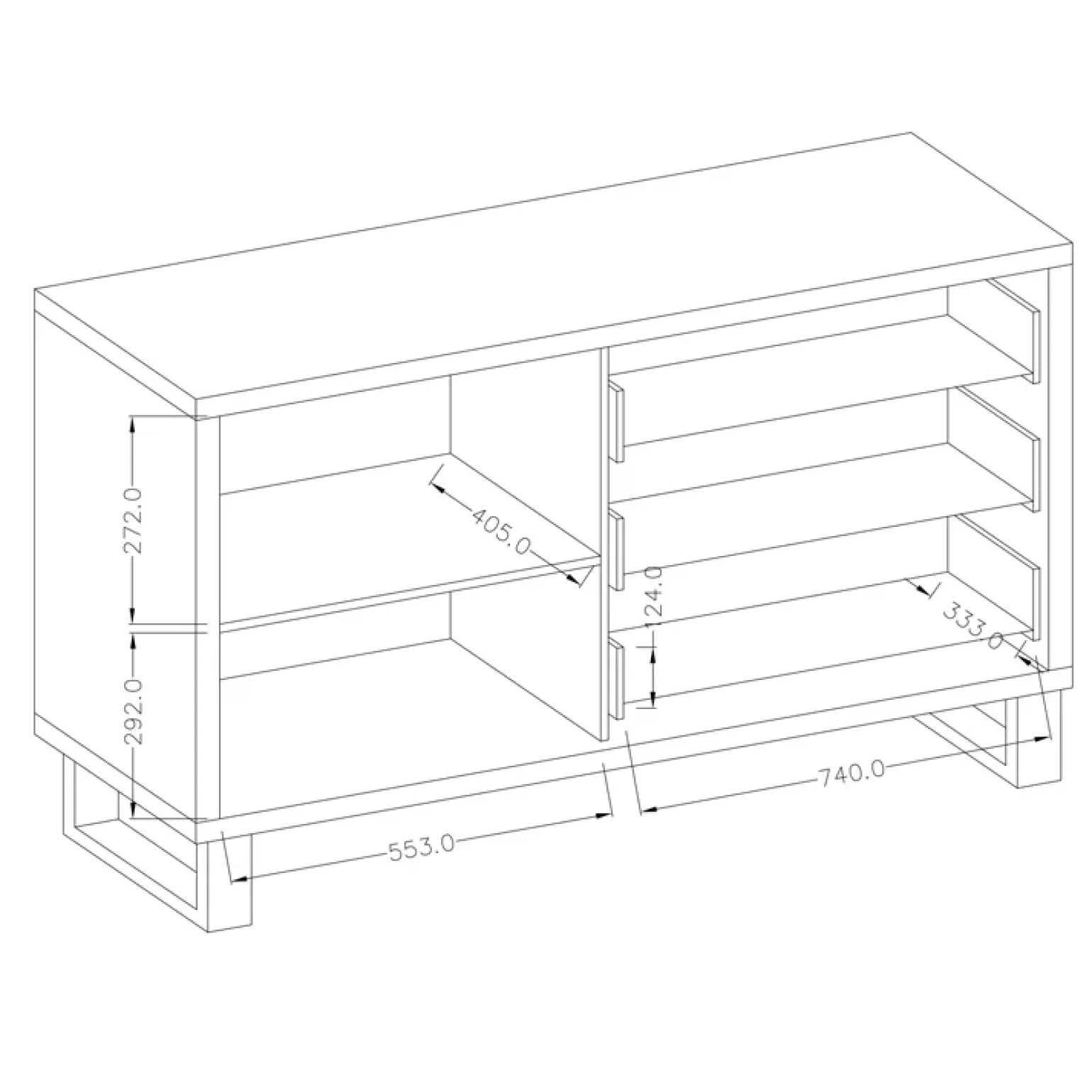 Credenza 144x83h cm 1 anta 3 cassetti moderna quercia nero Petra