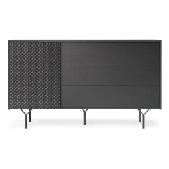 Credenza 144x83h cm 1 anta 3 cassetti moderna antracite frassinato nero Parigi