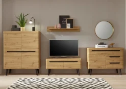 Credenza 107x83h cm 1 anta 3 cassetti moderna rovere Alimena Gihome®