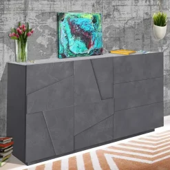 Credenza 143x86h cm 2 ante 3 cassetti moderna ossido Zenzero Gihome®