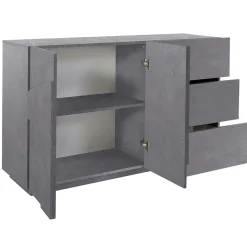 Credenza 143x86h cm 2 ante 3 cassetti moderna ossido Zenzero Gihome®