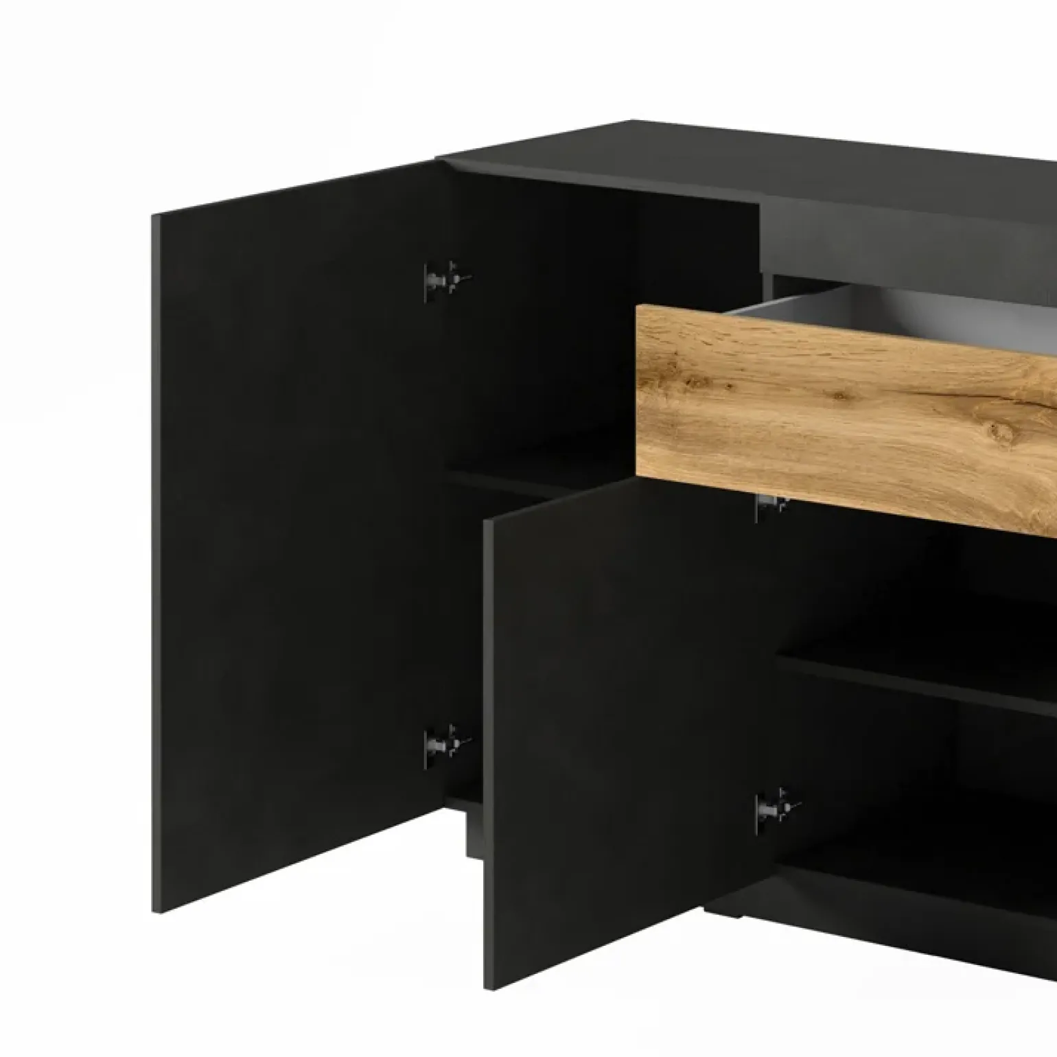 Credenza 150x85h cm 3 ante 1 cassetto moderna antracite rovere Bahama