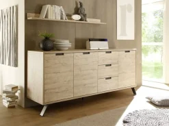Credenza 206x86h cm 3 ante 3 cassetti moderna sherwood oak Juvena