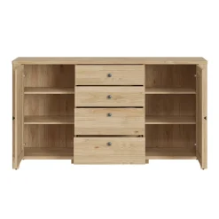 Credenza 164x91h cm 2 ante 4 cassetti moderna rovere naturale Astoria