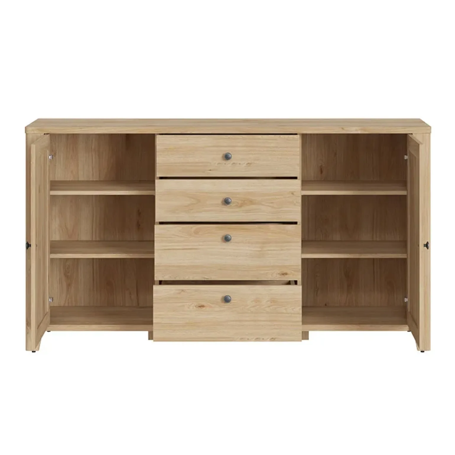 Credenza 164x91h cm 2 ante 4 cassetti moderna rovere naturale Astoria