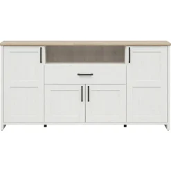 Credenza 194x99h cm 4 ante 1 cassetto scandinava bianco frassinato rovere Lars