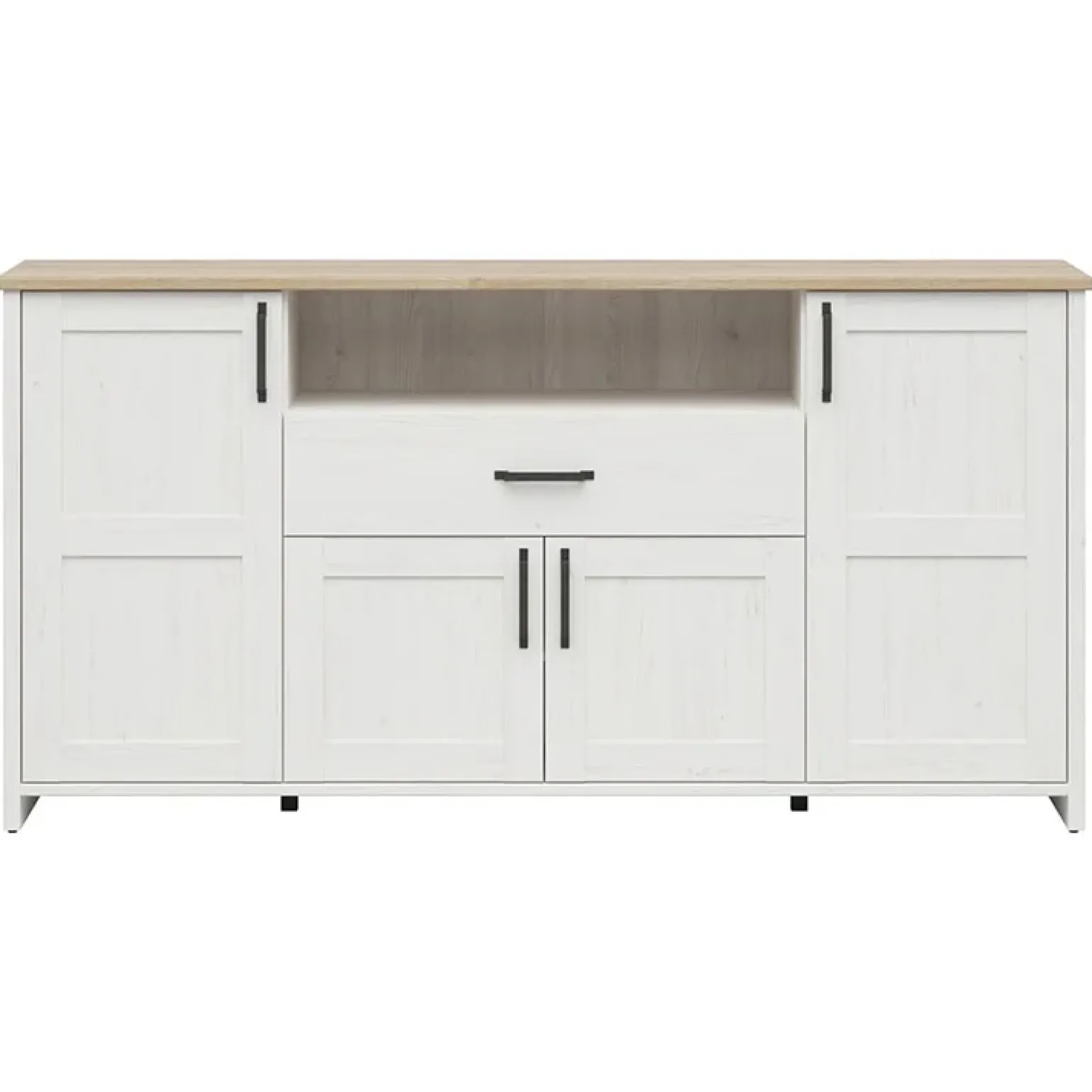Credenza 194x99h cm 4 ante 1 cassetto scandinava bianco frassinato rovere Lars