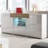 Credenza 159x83h cm 3 ante 1 cassetto bianco lucido rovere Tahiti
