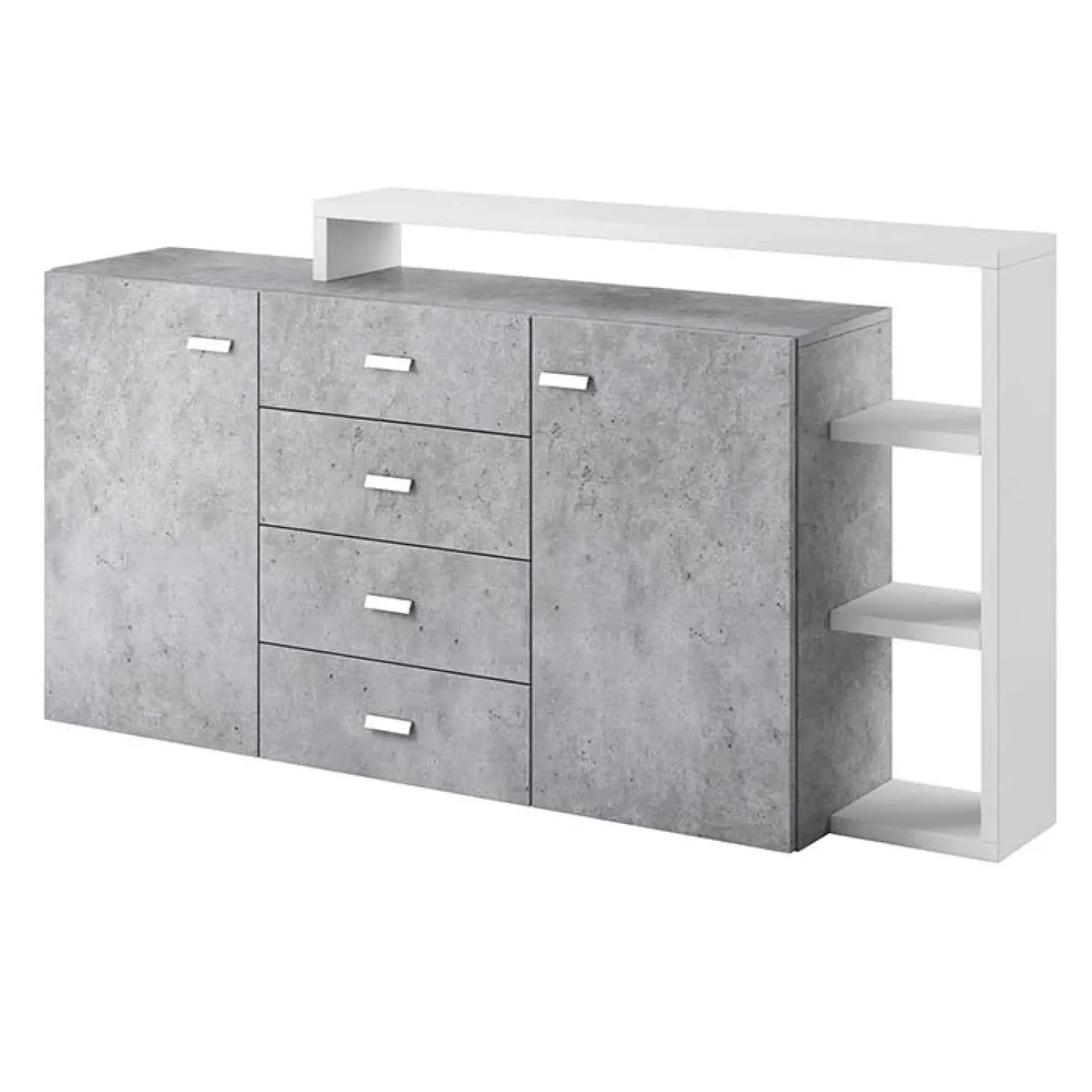 Credenza 180x98h cm 2 ante 4 cassetti moderna bianco cemento Megan Gihome®