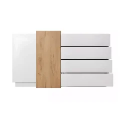 Credenza 160x94h cm 2 ante 4 cassetti moderna quercia bianco opaco James