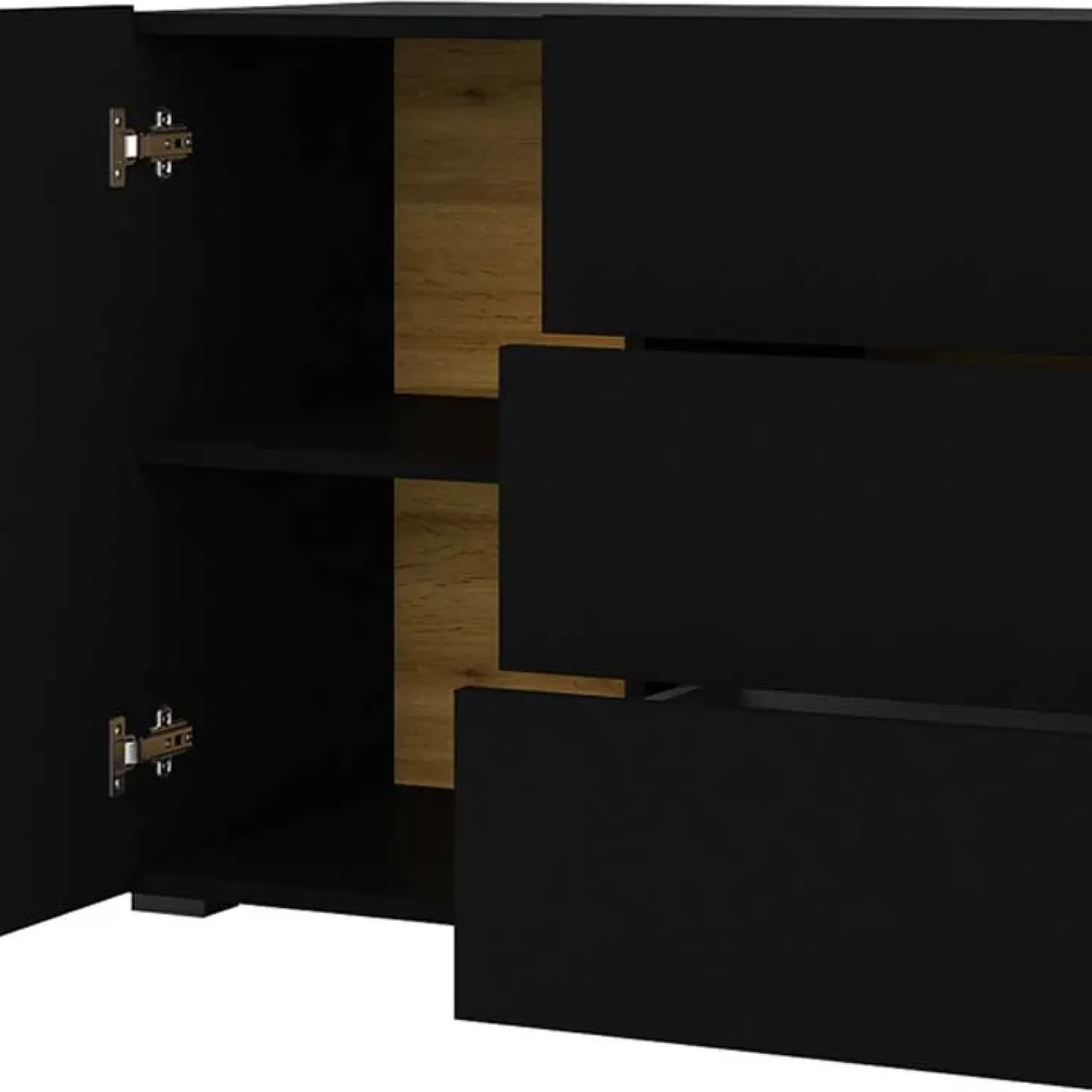 Credenza 140x63h cm 2 ante 3 cassetti moderna soggiorno nero Fusion