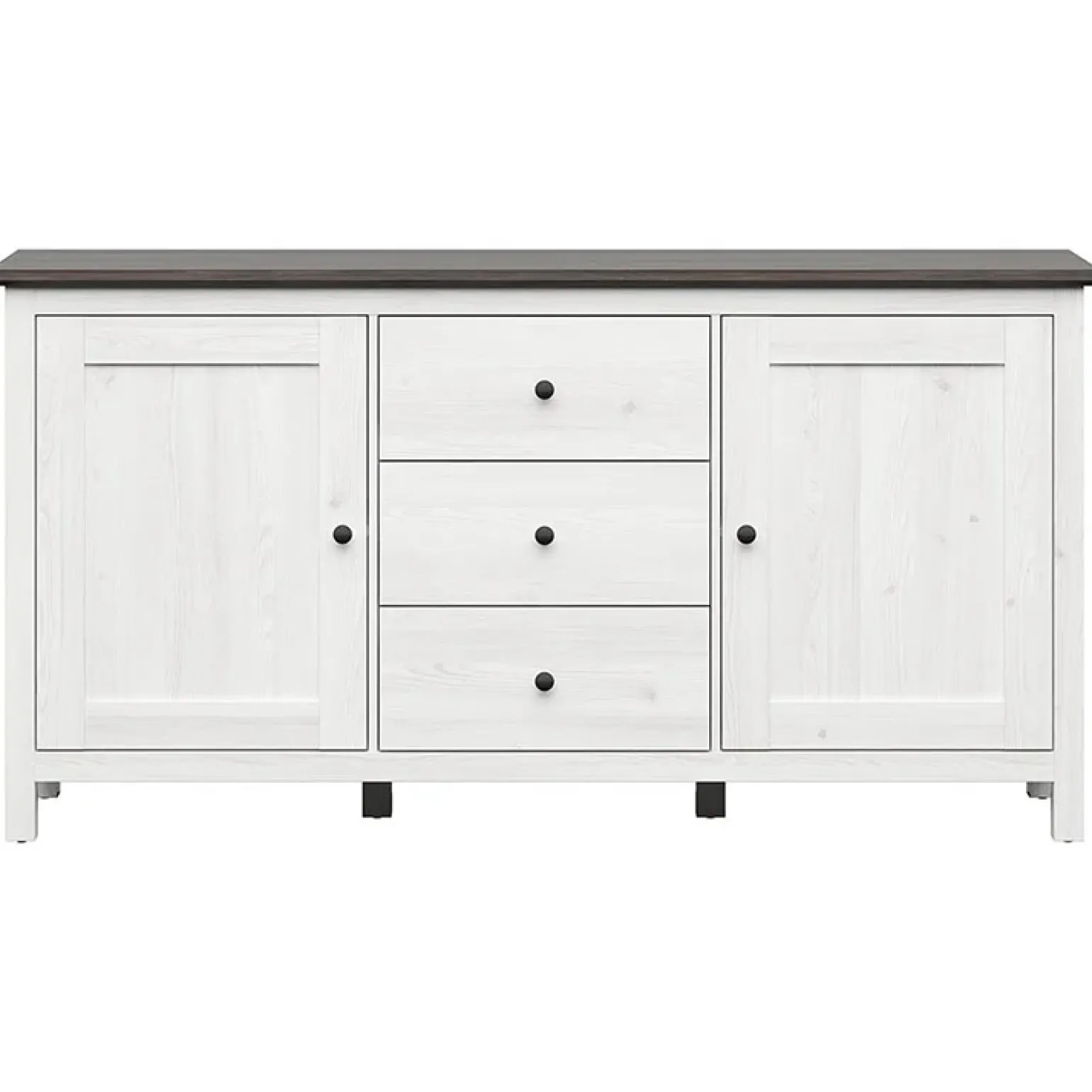 Credenza 186x96h cm 2 ante 3 cassetti arte povera pino bianco frassinato grafite Holga