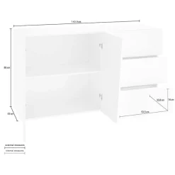 Credenza 140x86h cm 2 ante 3 cassetti grigio ossido Candia 140 Gihome®