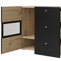 Credenza 132x70h cm 2 ante 3 cassetti rovere chiaro nero Emotion Gihome®