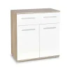 Credenza 77x82h cm 2 ante 1 cassetto moderna rovere bianco Viki