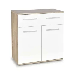 Credenza 77x82h cm 2 ante 1 cassetto moderna rovere bianco Viki