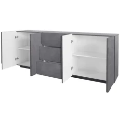 Credenza 224x86h cm 4 ante 3 cassetti moderna ossido Zenzero Gihome®
