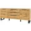 Credenza 201x83h cm 2 ante 3 cassetti  moderna quercia metallo nero Petra