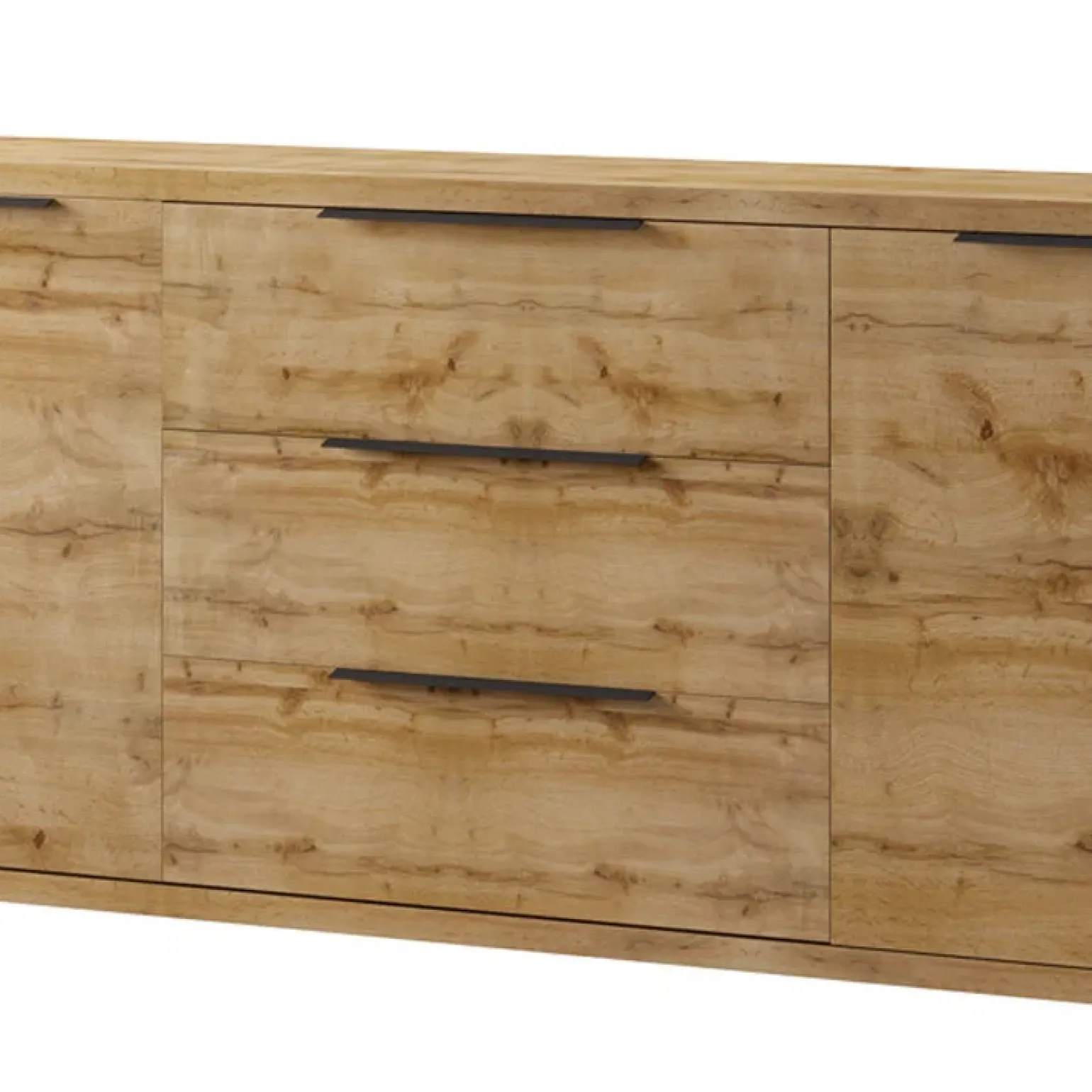 Credenza 201x83h cm 2 ante 3 cassetti moderna quercia metallo nero Petra