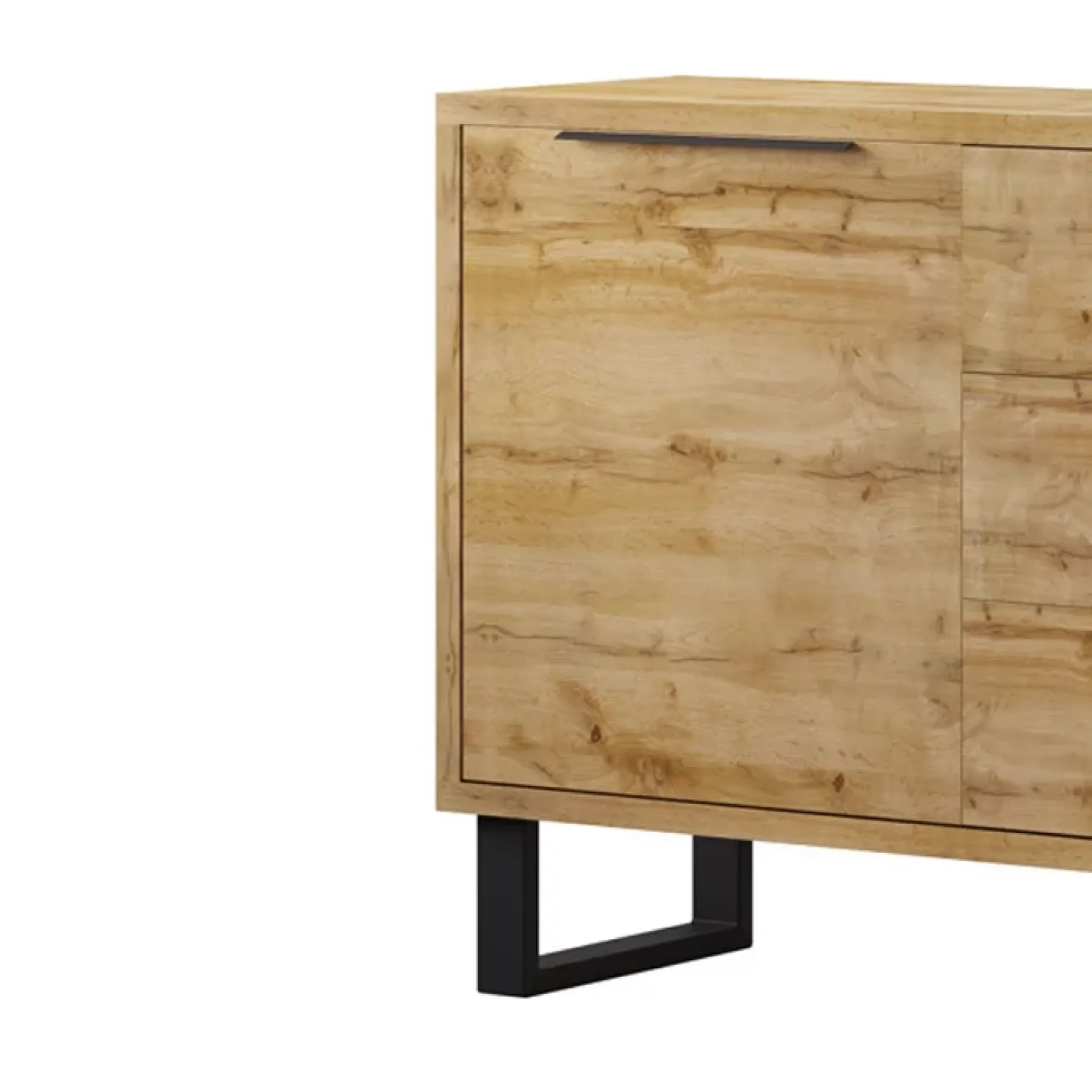 Credenza 201x83h cm 2 ante 3 cassetti moderna quercia metallo nero Petra