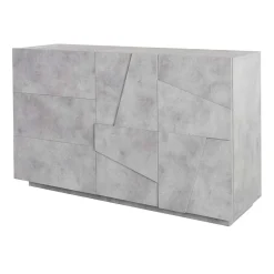 Credenza 143x86h cm 2 ante 3 cassetti moderna cemento Zenzero Gihome®